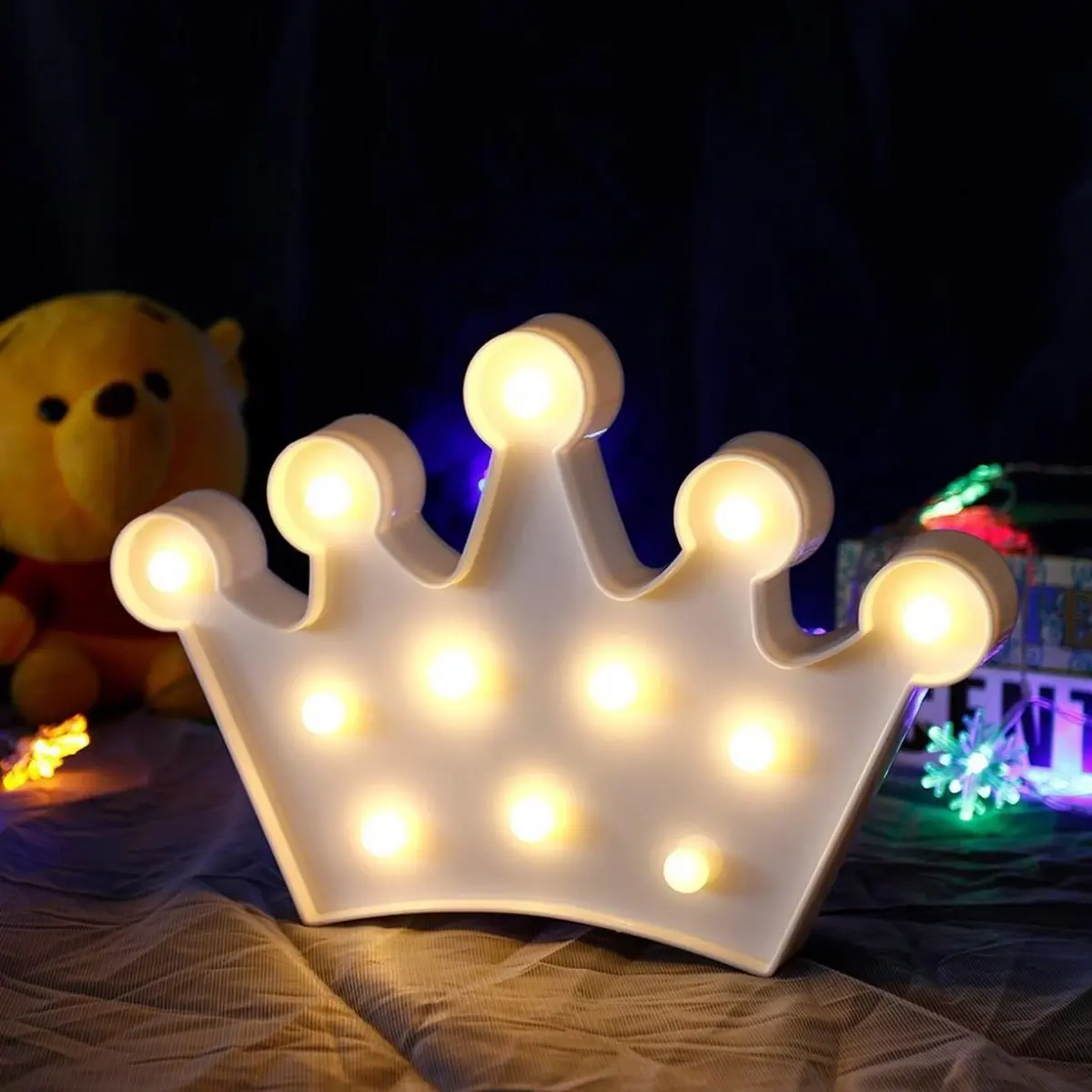 3D Dekoratif Pilli Kraliçe Tacı Model Led Masa ve Gece Lambası (4745)