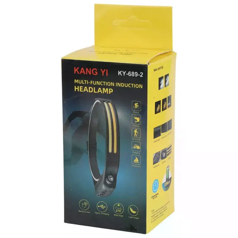 Sensörlü Far COB Led Far Şarj Edilebilir Kafa Feneri 18650 Dahili Pil Açık Hava Balıkçılık Kamp Baş Feneri Fener (4745)-2