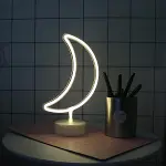 Dekoratif Pilli Ay Tasarımlı 3D Neon Led Masa Ve Gece Lambası (4745)-5