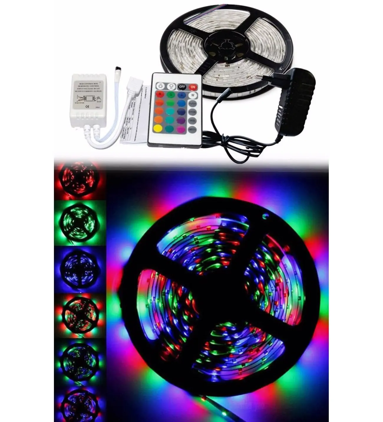5 Metre Rgb Şerit Led Seti-İç ve Dış Mekan Silikonlu-Tak Çalıştır (4745)