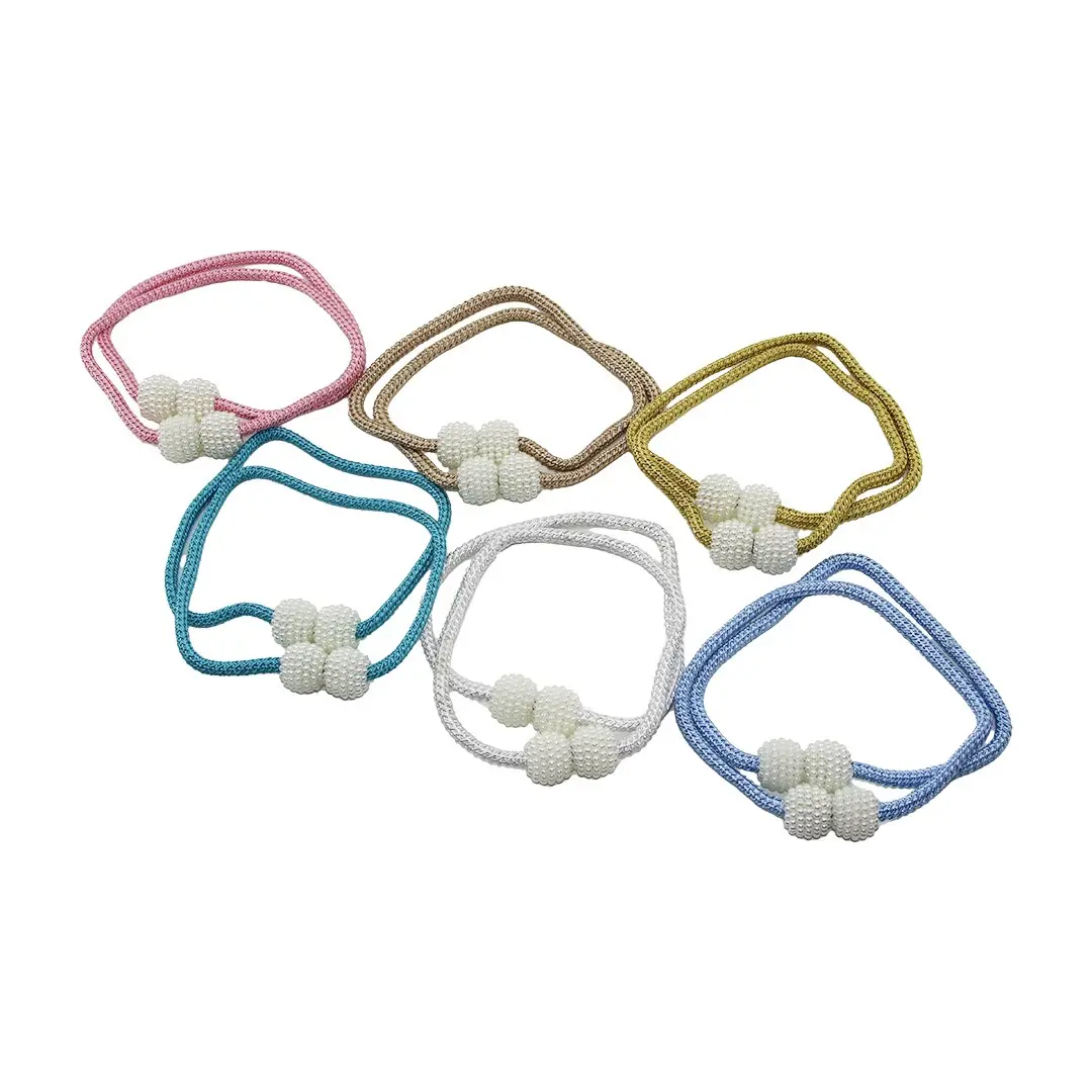 2PCS BONCUK TOPLU - MIKNATISLI RENKLİ PERDE İPİ (4745)
