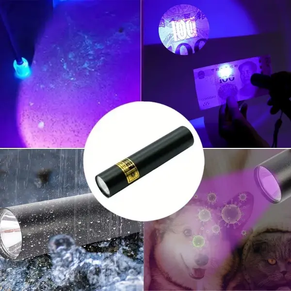 Mini Cep Boy USB İle Şarj Olan Oje Kurutucu Sahte Para Kontol LED UV Mor Işık El Feneri (4745)