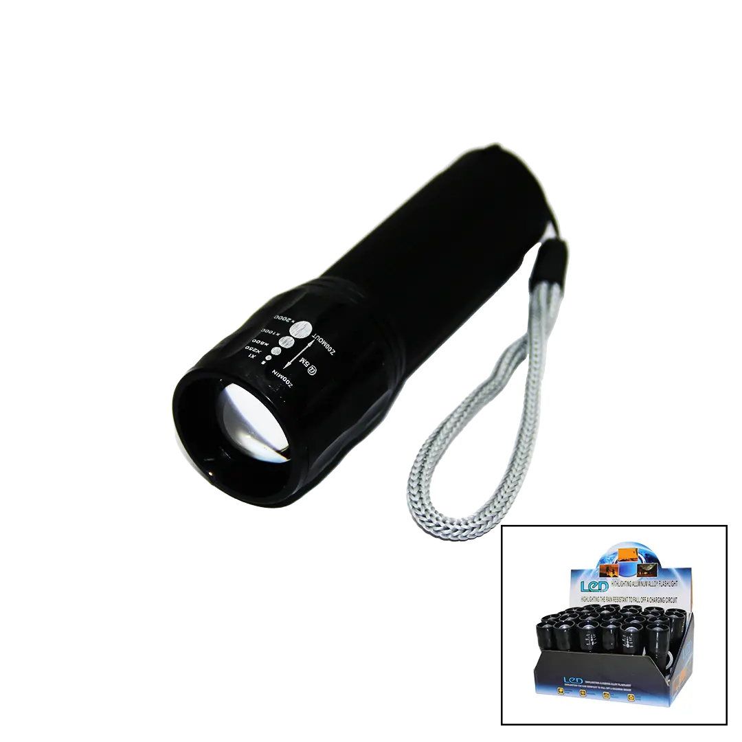 LED GOLD ORION HIGHLIGHTING ALUMİNUM FLASHLİGHT PİLLİ ZOOMLU EL FENERİ METAL KASA (4745)