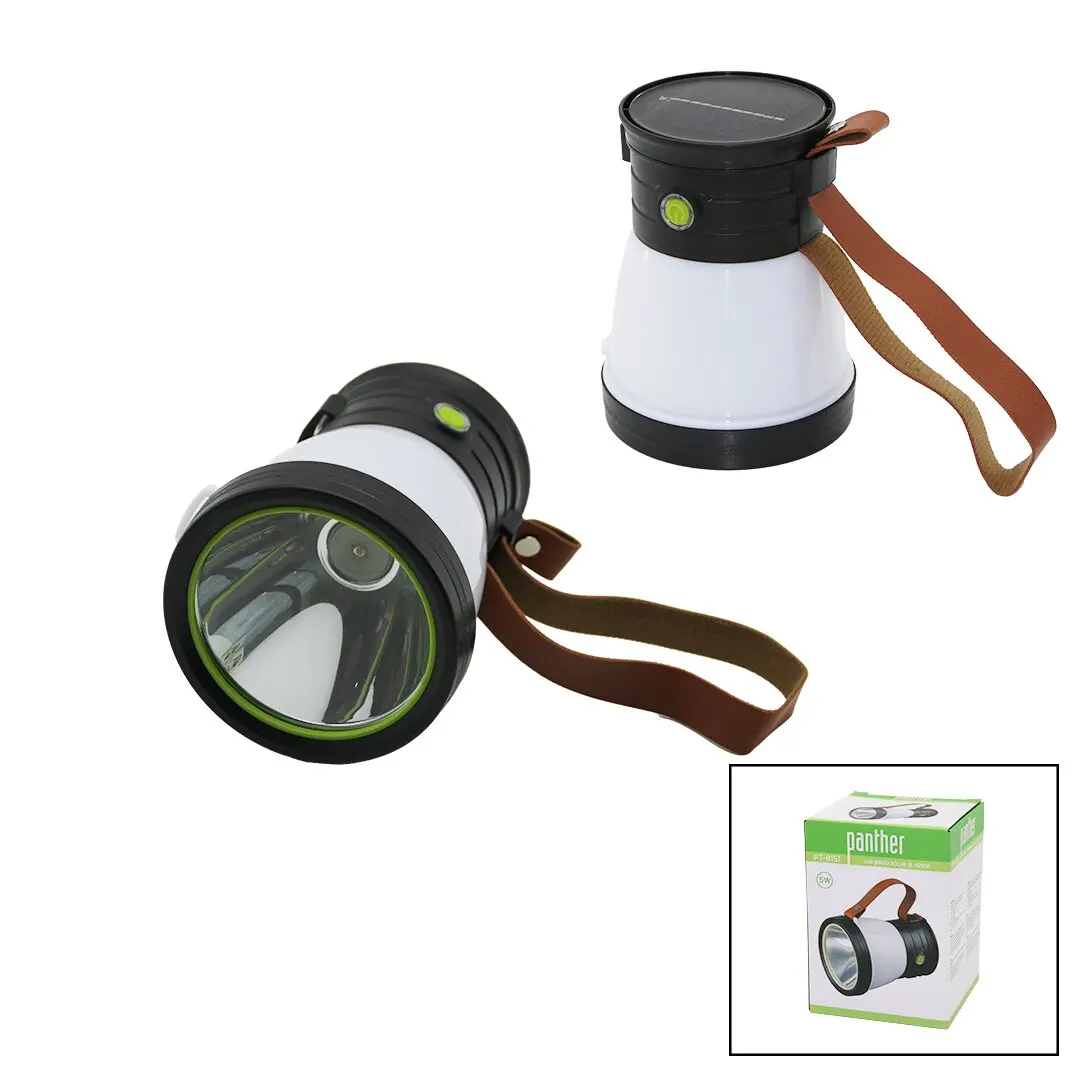 2İN 15W+360°SMDEL FENERİ SOLAR- USB ŞARJ POWERBANK 500LM IŞIK AYARI FLAŞÖR SUNİ DERİ KULP PT-8151 (4745)