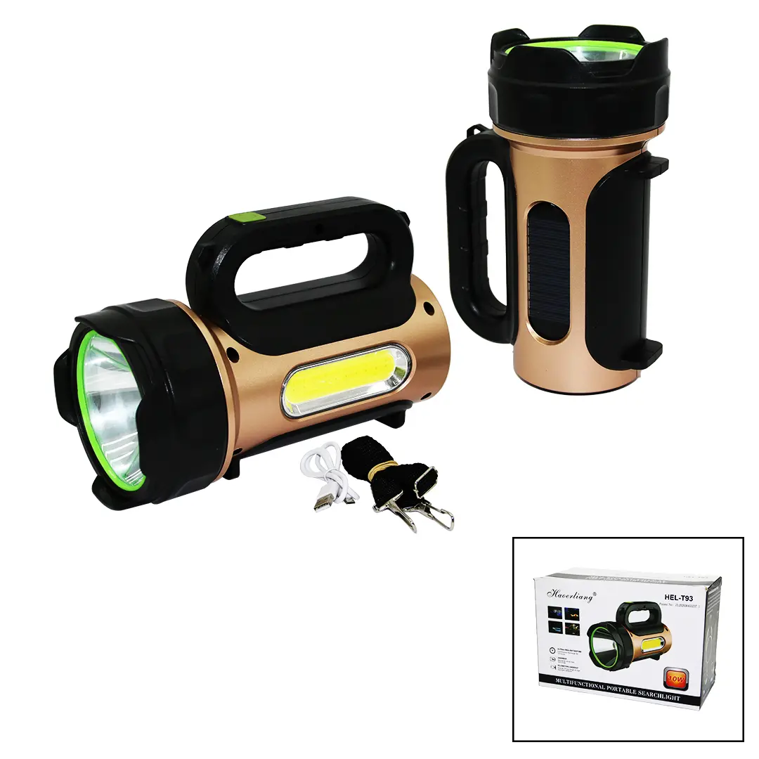 10W - SOLAR - USB ŞARJLI 2IN1 EL FENERİ RENKLİ FONKSİYONEL SMD LED (4745)