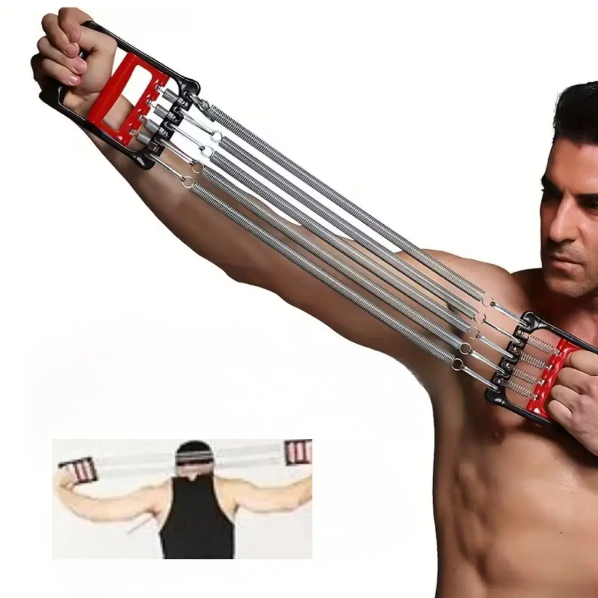 Göğüs Genişletme ve Kuvvet Egzersiz Aleti – 5 Yaylı 5 Kademeli Ayarlanabilir Fitness ve Kuvvet Antrenmanı Ekipmanı (4745)-3