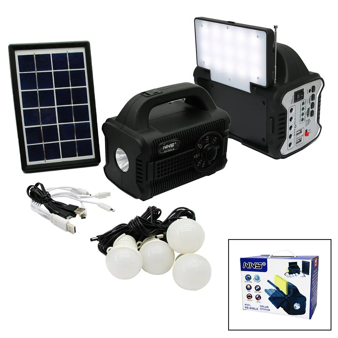 3IN1 - SOLAR 2İN1 SABİT+OYNAR BAŞLI EL FENERİ - RADYO - MP3 BLUETOOTH - USB/ TF PORT - 4 PARÇA  AMPUL KABLOLU - POWERBANK (4745)