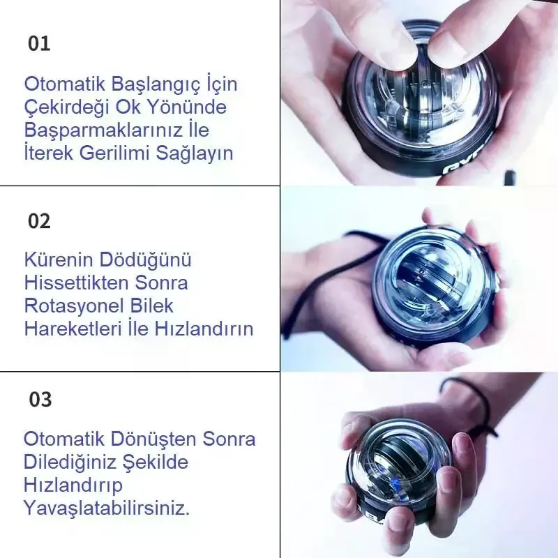Gyro Ball El Bilek Egzersiztopu Otomatik Jiroskop Kol Kuvvet Spor Ekipmanı (4745)-5 Gyro Ball El Bilek Egzersiztopu Otomatik Jiroskop Kol Kuvvet Spor Ekipmanı (4745)-5