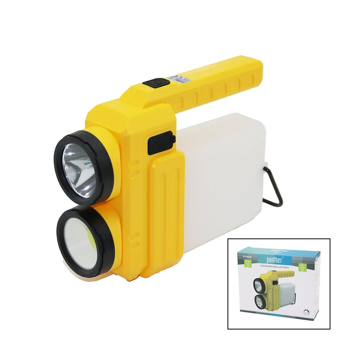 3İN 13W+COB LED+360°SMDEL FENERİ USB ŞARJ POWERBANK 1500LM IŞIK AYARI GÜN IŞIK - BEYAZ METAL ASKI+B42 PT-8439 (4745)
