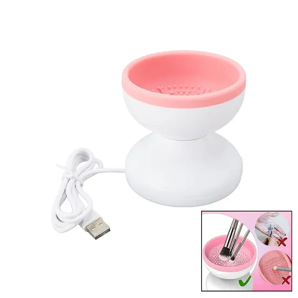 MAKEUP BRUSH CLEANER MAKYAJ FIRÇA TEMİZLEME MAKİNESİ  USB ÇALIŞMA - SİLİKON TIRTIKLI HAZNE (4745)