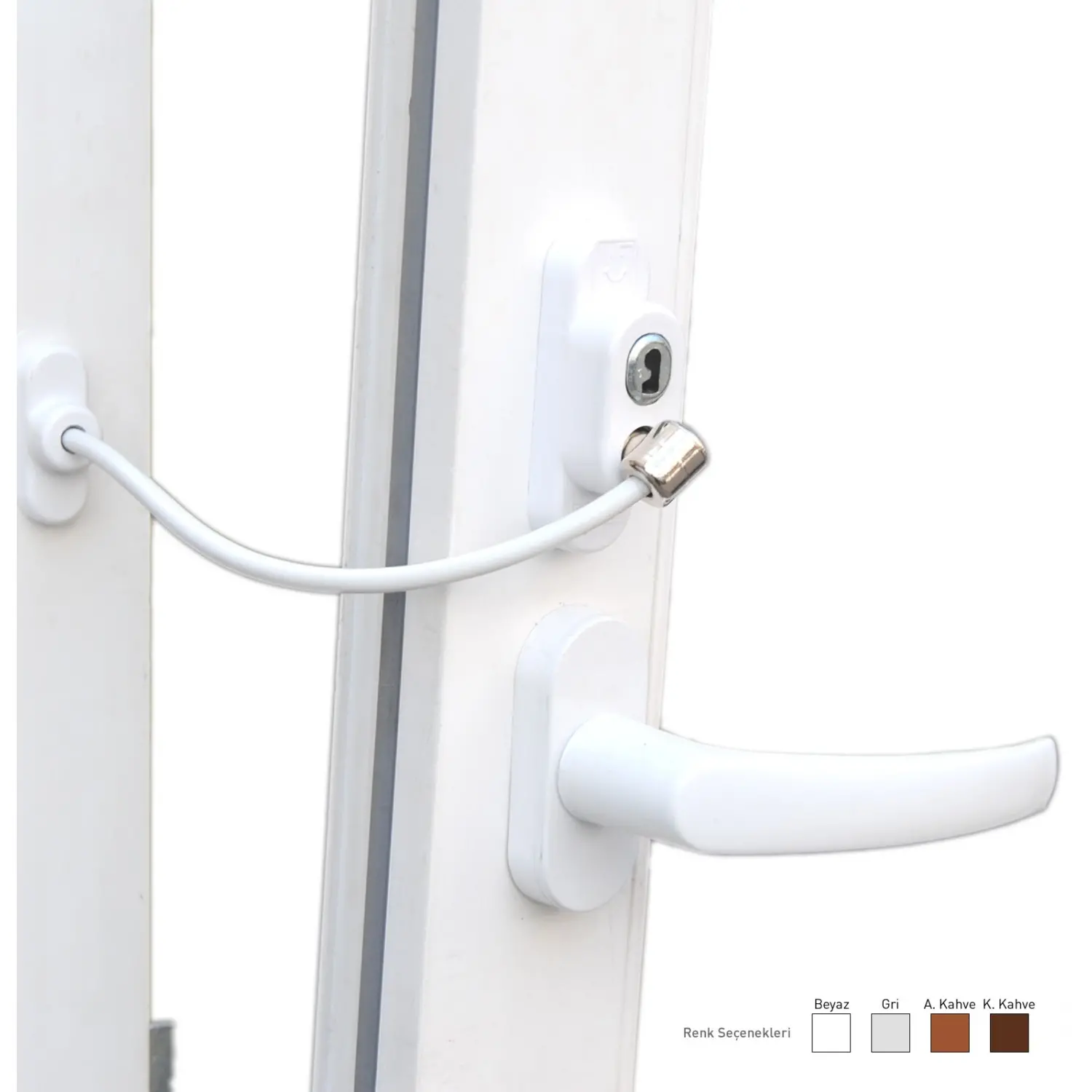 Anahtarlı Halatlı Pvc Kapı Pencere Emniyet Kilidi (4745)