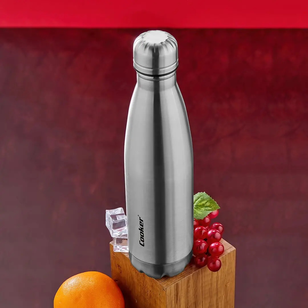 500ML KROM ŞİŞE TERMOS PASLANMAZ ÇELİK - KAYDIRMAZ TPR TABAN (4745)
