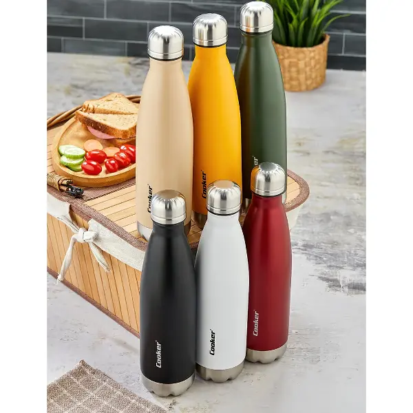 500ML RENKLİ ŞİŞE TERMOS PASLANMAZ ÇELİK - KAYDIRMAZ TPR TABAN (4745)