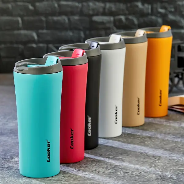 400ML TERMOS BARDAK RENKLİ PASLANMAZ ÇELİK - KAYDIRMAZ TPR TABAN - SIZDIRMAZ KAPAK (4745)