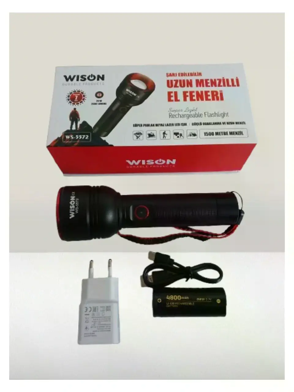 WISON WS-5572 20W Uzun Menzilli Şarjlı Metal El Feneri (4745)-3 WISON WS-5572 20W Uzun Menzilli Şarjlı Metal El Feneri (4745)-3