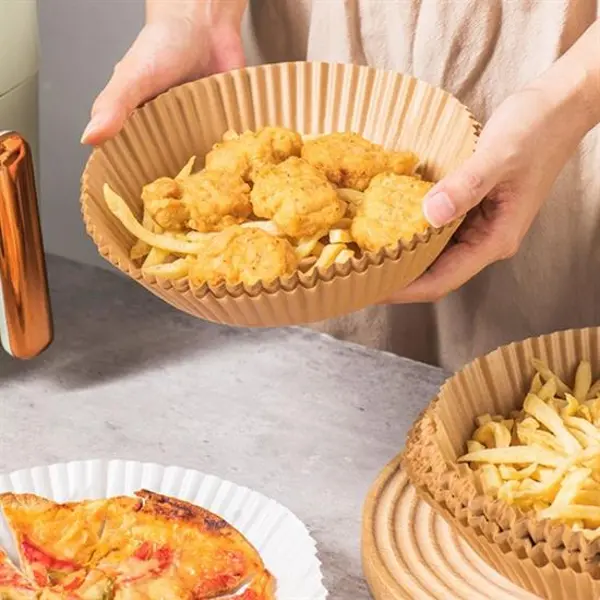 50 Adet Air Fryer Pişirme Kağıdı Tek Kullanımlık Yağ Geçirmez Yuvarlak Tabak Model PVC (4745)