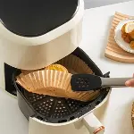 50 Adet Air Fryer Pişirme Kağıdı Tek Kullanımlık Yağ Geçirmez Yuvarlak Tabak Model PVC (4745)-4