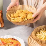 50 Adet Air Fryer Pişirme Kağıdı Tek Kullanımlık Yağ Geçirmez Yuvarlak Tabak Model PVC (4745)-5