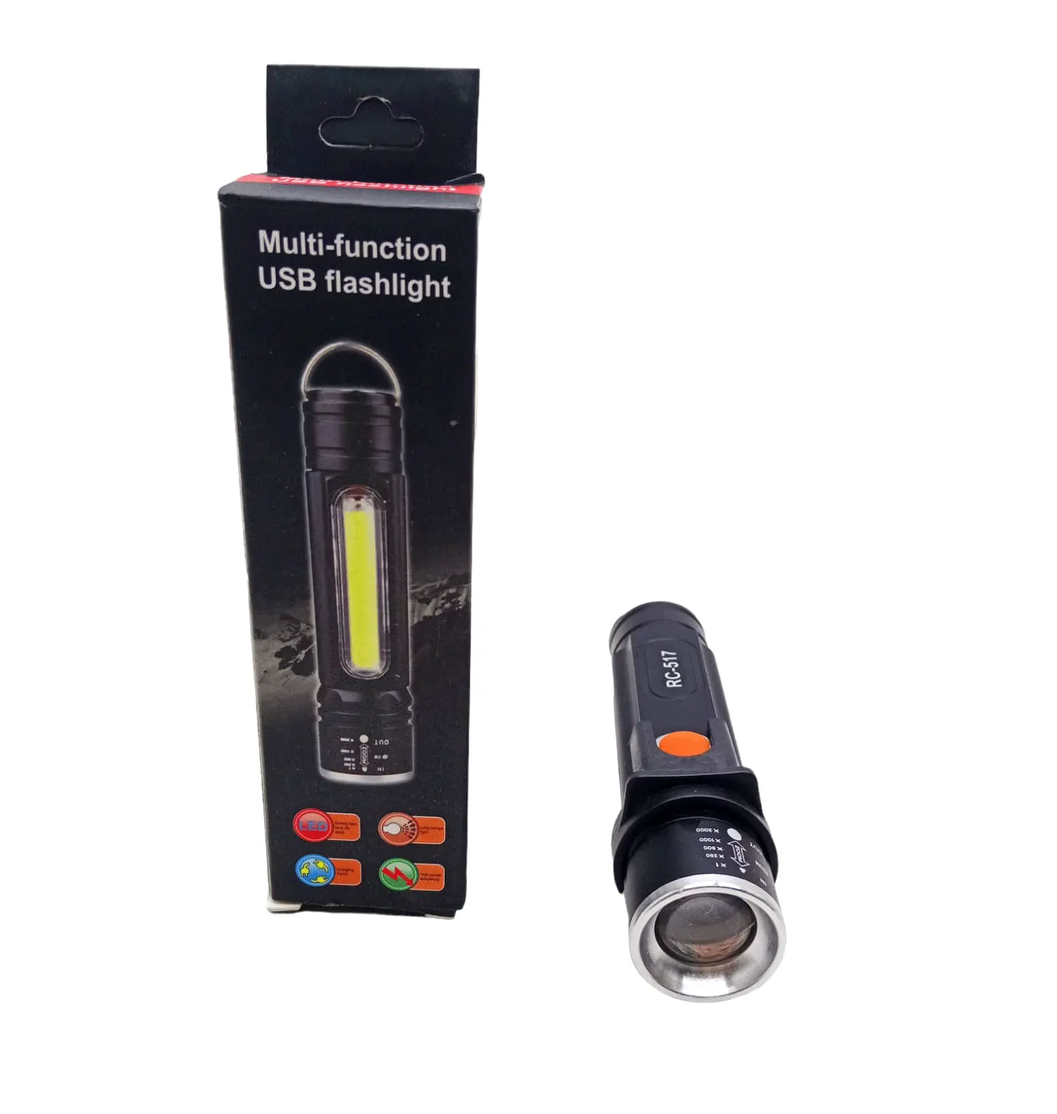 ZOMLU USB ŞARJLI EL FENERİ METAL KASA (4745)