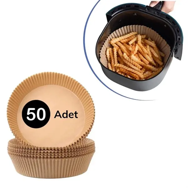 50 Adet Air Fryer Pişirme Kağıdı Tek Kullanımlık Hava Fritöz Yağ Geçirmez Yapışmaz Tabak Model (4745)