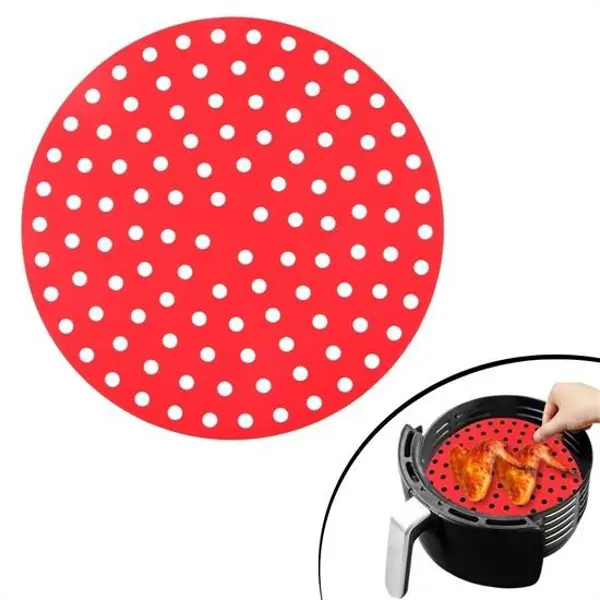 Renkli Isıya Dayanıklı Yıkanılabilir Silikon Fırın Ve Airfryer Yuvarlak Pişirme Matı 23 Cm (4745)