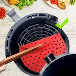 Renkli Isıya Dayanıklı Yıkanılabilir Silikon Fırın Ve Airfryer Yuvarlak Pişirme Matı 23 Cm (4745)-5