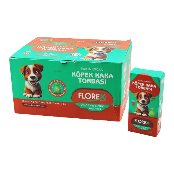 2400 ADET = 1 KOLİ KÖPEK - EVCİL HAYVAN KAKA TORBASI PUDRA KOKULU - 25X35CM (4745)