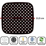 Siyah Isıya Dayanıklı Yıkanılabilir Silikon Fırın Ve Airfryer Kare Model Pişirme Matı 21,5 Cm (4745)-5