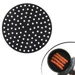 Siyah Isıya Dayanıklı Yıkanılabilir Silikon Fırın Ve Airfryer Yuvarlak Model Pişirme Matı 20 Cm (4745)-1