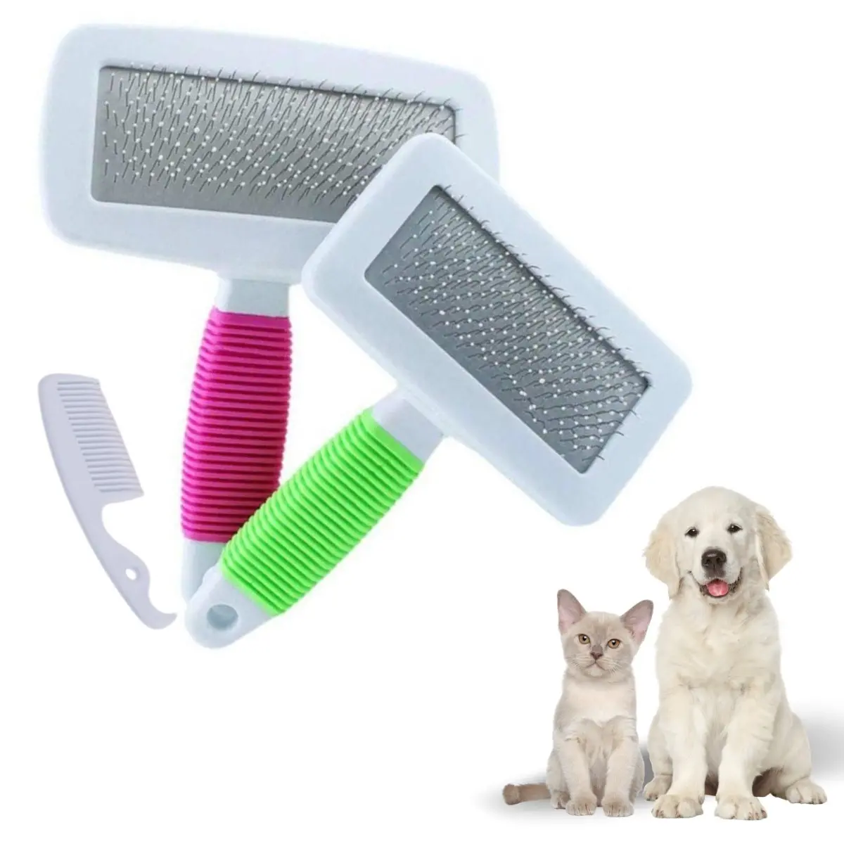 Kedi Köpek Telli Küçük Boy Tüy Bakım Seti Evcil Hayvan Tarama Fırçası (4745)