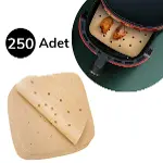 250 Adet Air Fryer Pişirme Kağıdı Tek Kullanımlık Hava Fritöz Yağ Geçirmez Yapışmaz Gıda Pişirme Kağıdı Delikli Kare Model (4745)-1
