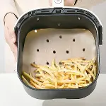 250 Adet Air Fryer Pişirme Kağıdı Tek Kullanımlık Hava Fritöz Yağ Geçirmez Yapışmaz Gıda Pişirme Kağıdı Delikli Kare Model (4745)-3