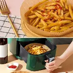 100 Adet  Air Fryer Pişirme Kağıdı Tek Kullanımlık  Yağlı Kağıdı Yuvarlak Tabak Model (4745)-3