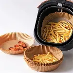 100 Adet  Air Fryer Pişirme Kağıdı Tek Kullanımlık  Yağlı Kağıdı Yuvarlak Tabak Model (4745)-4
