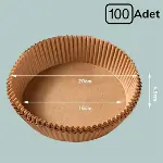 100 Adet  Air Fryer Pişirme Kağıdı Tek Kullanımlık  Yağlı Kağıdı Yuvarlak Tabak Model (4745)-5
