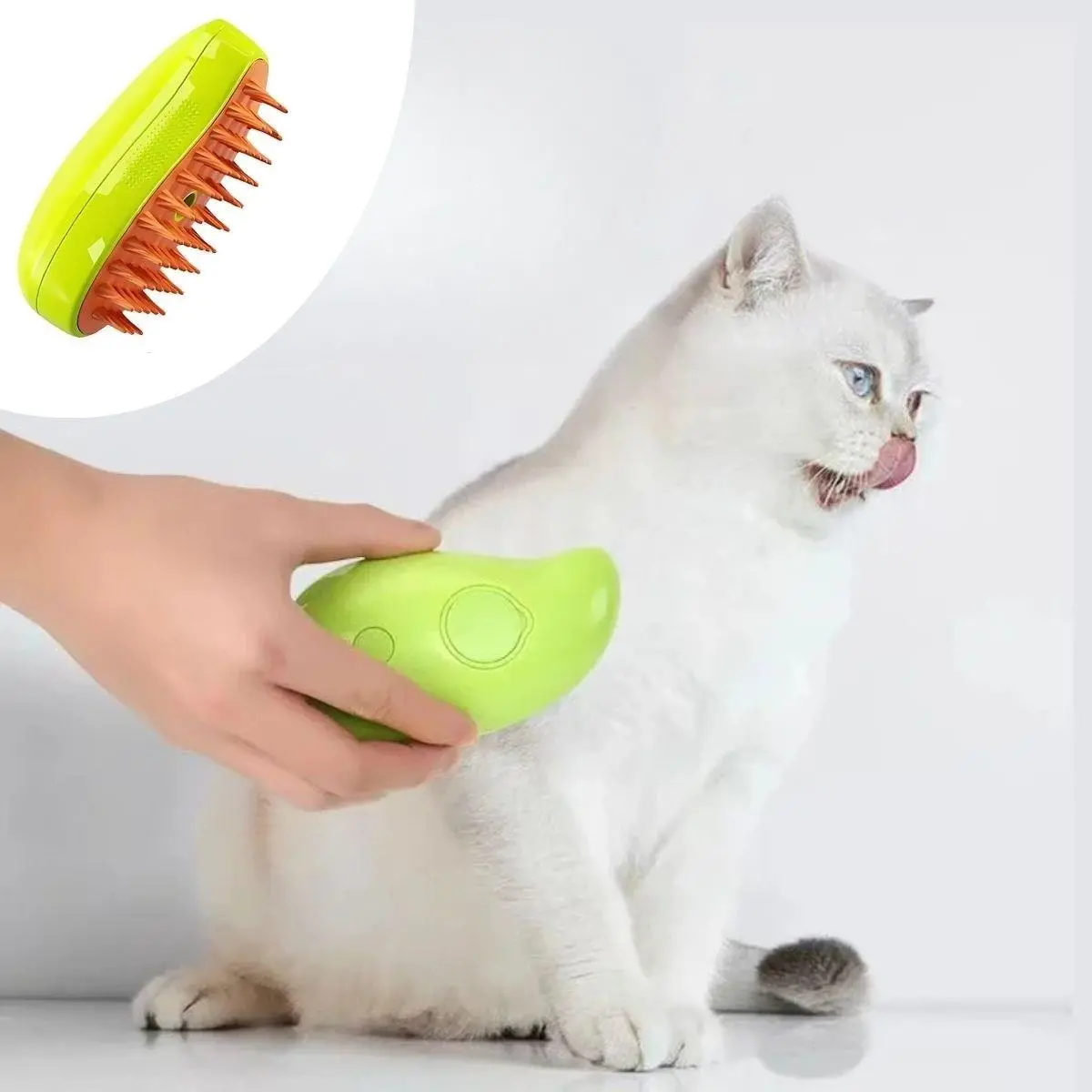 Buharlı Yumuşak Silikon Uçlu Kedi &amp;amp; Köpek Tüy Tarama Tarağı Yıkama Fırçası (4745)