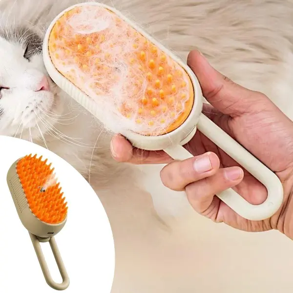 Saplı Su Püskürtmeli Kedi Köpek Fırçası Masaj Etkili Tüy Toplama Tarağı (4745)