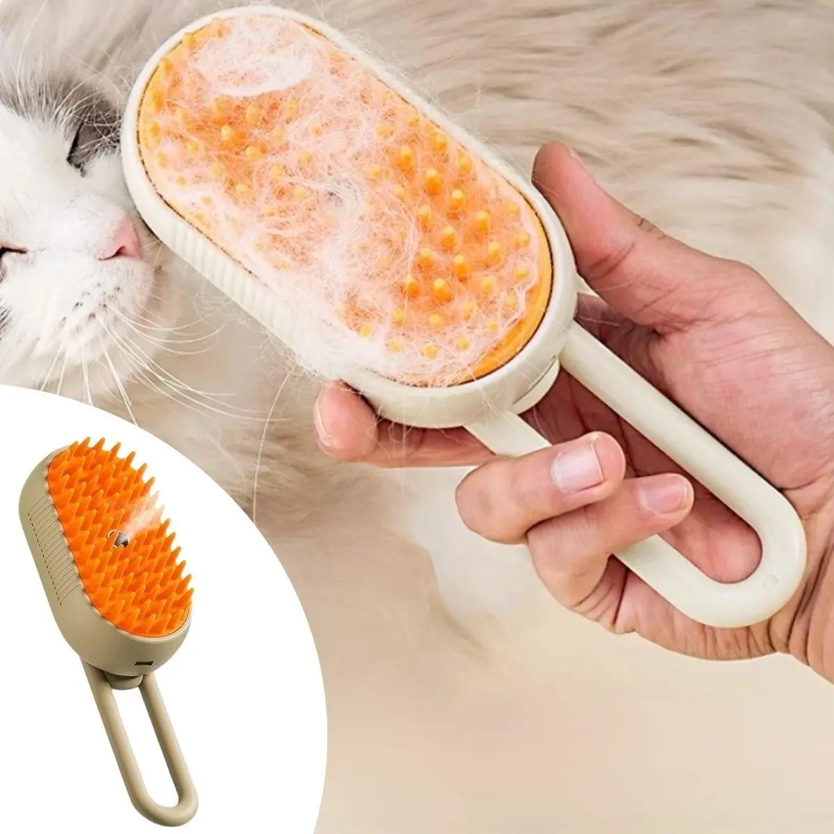 Saplı Su Püskürtmeli Kedi Köpek Fırçası Masaj Etkili Tüy Toplama Tarağı (4745)