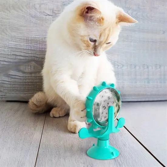 Vantuzlu Zilli İnteraktif Dönebilen Mama Kaplı Renkli Eğlenceli Eğitici Kedi Oyuncağı (4745)