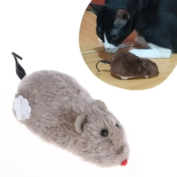 Kurmalı Kedi Eğitim Oyuncağı Tüylü Peluş Fare Yakalama İnteraktif Sevimli Eğlenceli Oyuncak (4745)