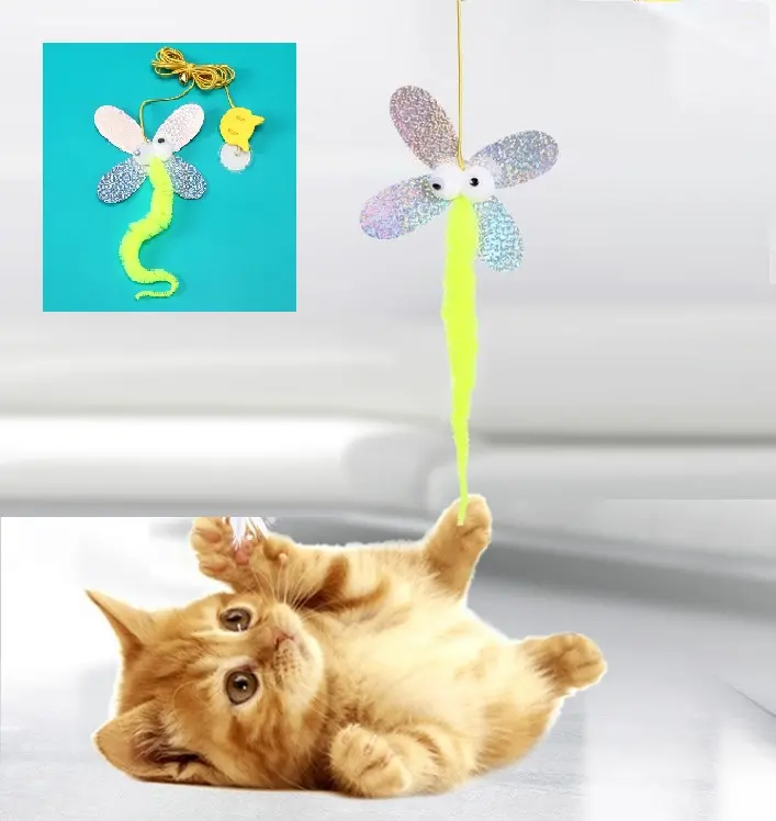 Kelebek Model Elastik Kendinden Yapışkanlı Kedi Oyun Oltası (4745)