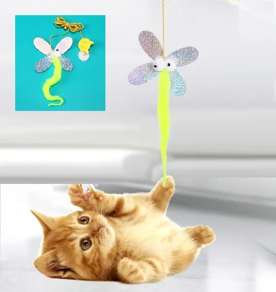 Kelebek Model Elastik Kendinden Yapışkanlı Kedi Oyun Oltası (4745)