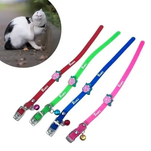 Çıngıraklı Zilli Sevimli Renkli Slikon Kedi Köpek Boyun Tasması (4745)