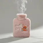 Mutlu Robot Hayvan Figürlü Pembe Peluş Sıcak Su Torbası 1 Lt – Yumuşak Kılıf, Uzun Süre Sıcak Tutan Termal Su Torbası (4745)-3