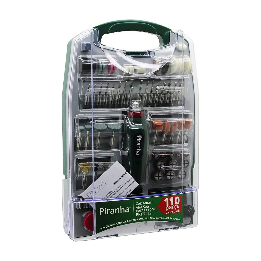 110 PCS MİNİ TAŞLAMA - GRINDER ÇOK AMAÇLI SET ELEKTRİKLİ EL MOTORU DC 12V  16000 RPM PARLATMA PRT-9112 (4745)