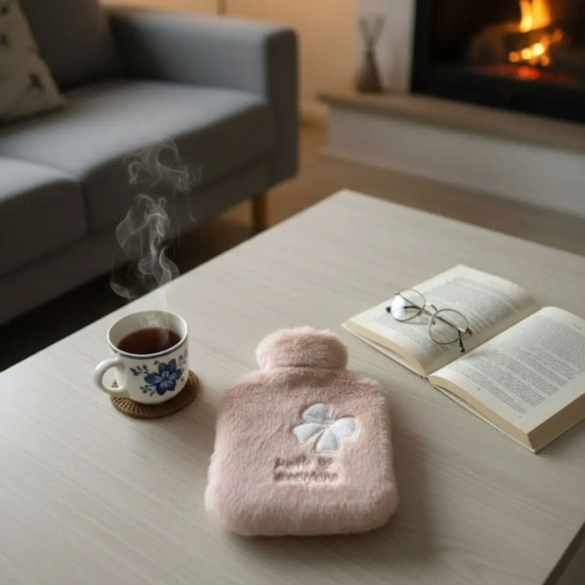 Hello Everyone Yazılı Kurdeleli Pembe Peluş Sıcak Su Torbası 1 Lt – Yumuşak Kılıf, Uzun Süre Sıcak Tutan Termal Su Torbası (4745)-5
