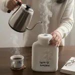 Hello Everyone Yazılı Kurdeleli Beyaz Peluş Sıcak Su Torbası 1 Lt – Yumuşak Kılıf, Uzun Süre Sıcak Tutan Termal Su Torbası (4745)-3