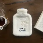 Hello Everyone Yazılı Kurdeleli Beyaz Peluş Sıcak Su Torbası 1 Lt – Yumuşak Kılıf, Uzun Süre Sıcak Tutan Termal Su Torbası (4745)-4