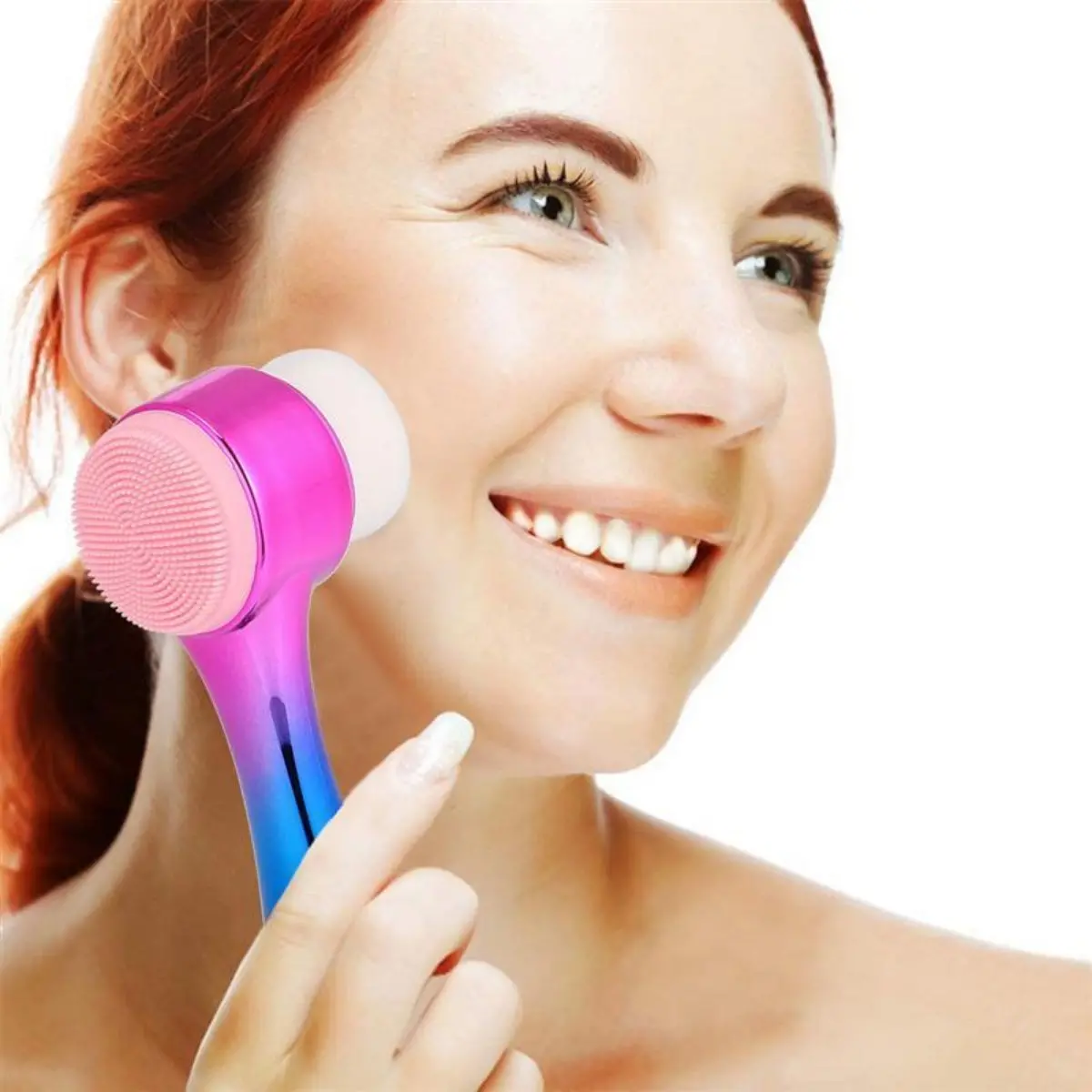 Çift İşlevli Renkli Cilt Yüz Temizleme Fırçası Peeling Masaj Etkili Gözenek Temizleyici Alet (4745)