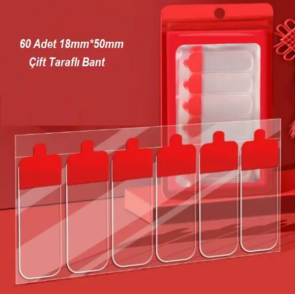 60 Parça Kolay Açılır Güçlü Çift Taraflı Bant 18mm*50mm (4745)